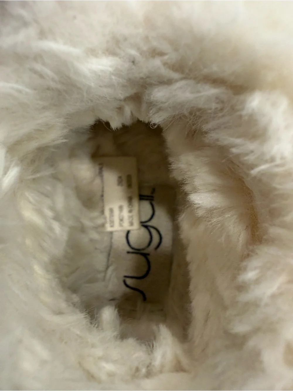 Kids Brown Faux-Suede Slipper with White Faux-Fur Collar and Light-Up Sole